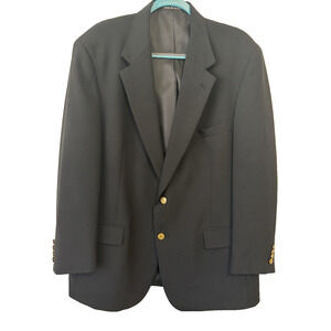 Wimbledon of England Vintage Wool Blazer Gold Button Black Made for Dillards 44R
